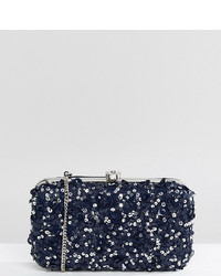 Pochette pailletée ornée bleu marine