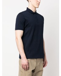 Polo à carreaux bleu marine Corneliani