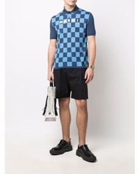 Polo à carreaux bleu marine Marni