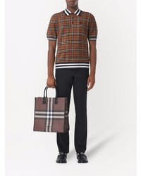 Polo à carreaux marron Burberry