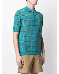 Polo à carreaux turquoise Anglozine