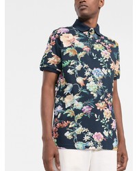 Polo à fleurs bleu marine Etro