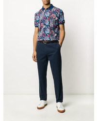 Polo à fleurs bleu marine Etro