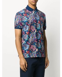 Polo à fleurs bleu marine Etro