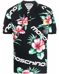 Polo à fleurs noir Moschino