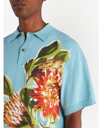 Polo à fleurs turquoise Etro