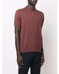 Polo à motif zigzag marron Corneliani