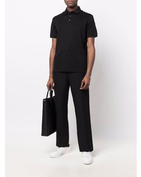 Polo à motif zigzag noir Emporio Armani