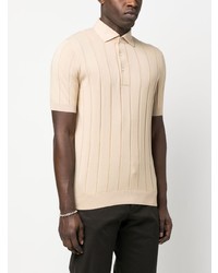 Polo à rayures horizontales beige Lardini