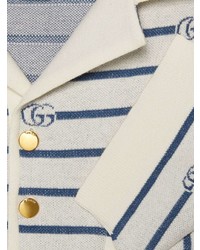 Polo à rayures horizontales blanc et bleu marine Gucci