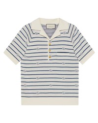 Polo à rayures horizontales blanc et bleu marine Gucci
