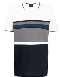 Polo à rayures horizontales blanc et bleu marine PS Paul Smith