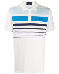 Polo à rayures horizontales blanc et bleu Fred Perry X Art Comes First
