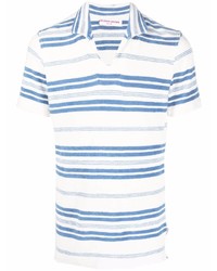 Polo à rayures horizontales blanc et bleu Orlebar Brown