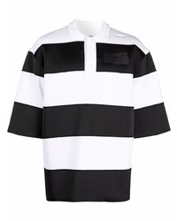 Polo à rayures horizontales blanc et noir Ami Paris