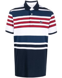 Polo à rayures horizontales blanc et rouge et bleu marine Etro
