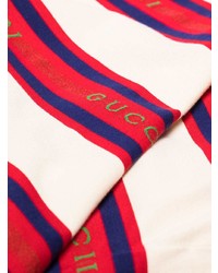 Polo à rayures horizontales blanc et rouge et bleu marine Gucci