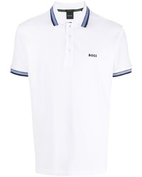 Polo à rayures horizontales blanc BOSS