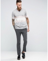 Polo à rayures horizontales gris Asos