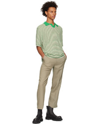 Polo à rayures horizontales olive Solid Homme