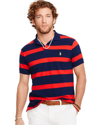 Polo à rayures horizontales rouge et bleu marine