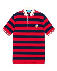 Polo à rayures horizontales rouge et bleu marine Gucci