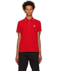 Polo à rayures horizontales rouge Moncler