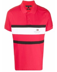 Polo à rayures horizontales rouge Tommy Hilfiger