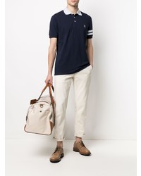 Polo bleu marine et blanc Brunello Cucinelli