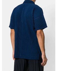 Polo bleu marine Homme Plissé Issey Miyake