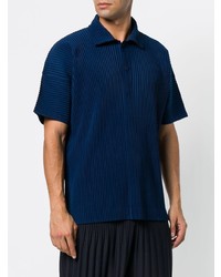 Polo bleu marine Homme Plissé Issey Miyake