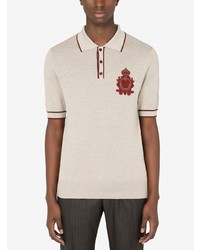 Polo brodé beige Dolce & Gabbana