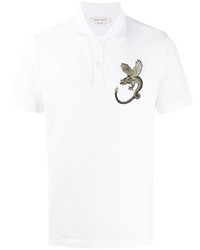 Polo brodé blanc Alexander McQueen