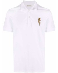 Polo brodé blanc Alexander McQueen