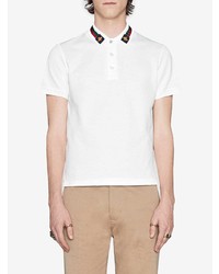 Polo brodé blanc Gucci