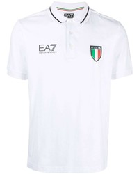 Polo brodé blanc Ea7 Emporio Armani