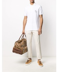 Polo brodé blanc Brunello Cucinelli