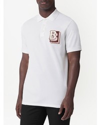 Polo brodé blanc Burberry