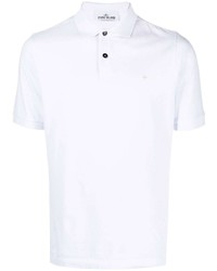 Polo brodé blanc Stone Island