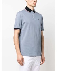 Polo brodé bleu clair Emporio Armani