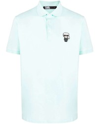 Polo brodé bleu clair Karl Lagerfeld