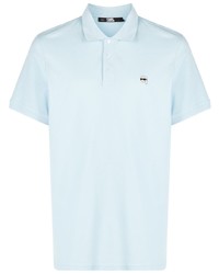 Polo brodé bleu clair Karl Lagerfeld