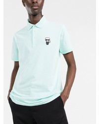 Polo brodé bleu clair Karl Lagerfeld