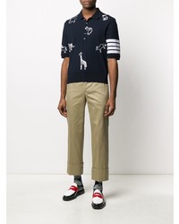 Polo brodé bleu marine Thom Browne