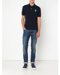 Polo brodé bleu marine Comme Des Garcons Play