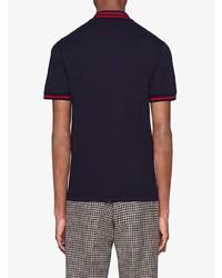 Polo brodé bleu marine Gucci