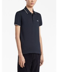 Polo brodé bleu marine Zegna