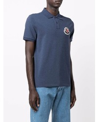 Polo brodé bleu marine Moncler