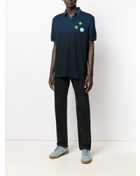 Polo brodé bleu marine Golden Goose