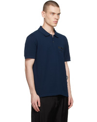 Polo brodé bleu marine Alexander McQueen